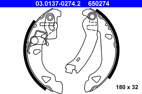 ATE 03.0137-0274.2 - Jeu de mâchoires de frein cwaw.fr