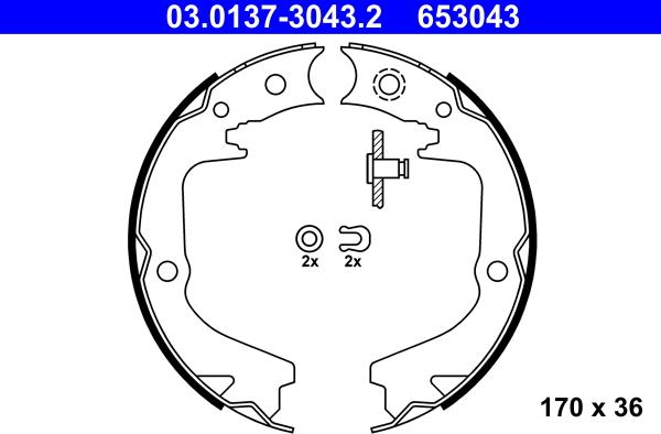 ATE 03.0137-3043.2 - Jeu de mâchoires de frein, frein de stationnement cwaw.fr