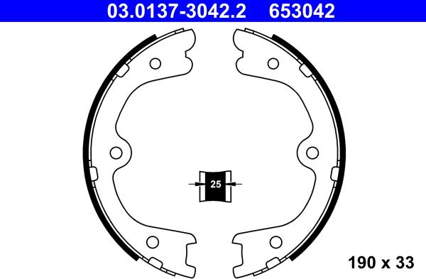 ATE 03.0137-3042.2 - Jeu de mâchoires de frein, frein de stationnement cwaw.fr