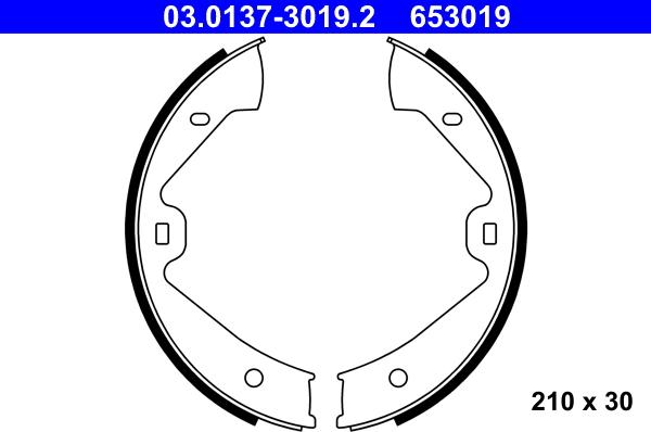 ATE 03.0137-3019.2 - Jeu de mâchoires de frein, frein de stationnement cwaw.fr