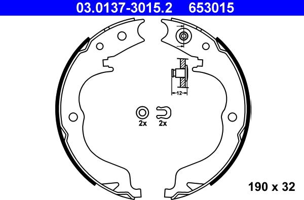 ATE 03.0137-3015.2 - Jeu de mâchoires de frein, frein de stationnement cwaw.fr