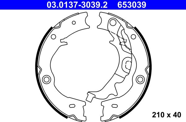 ATE 03.0137-3039.2 - Jeu de mâchoires de frein, frein de stationnement cwaw.fr