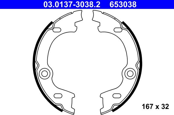 ATE 03.0137-3038.2 - Jeu de mâchoires de frein, frein de stationnement cwaw.fr