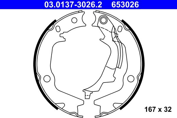 ATE 03.0137-3026.2 - Jeu de mâchoires de frein, frein de stationnement cwaw.fr