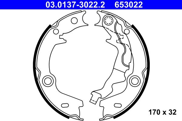 ATE 03.0137-3022.2 - Jeu de mâchoires de frein, frein de stationnement cwaw.fr