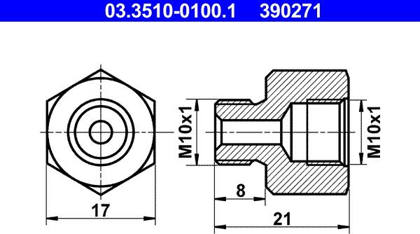 ATE 03.3510-0100.1 - Adaptateur, conduite de frein cwaw.fr