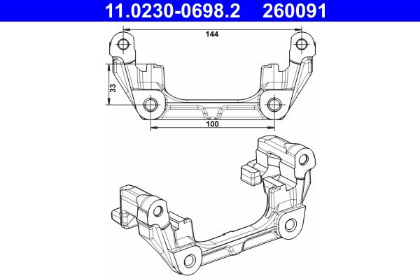 ATE 11.0230-0698.2 - Support, étrier de frein cwaw.fr