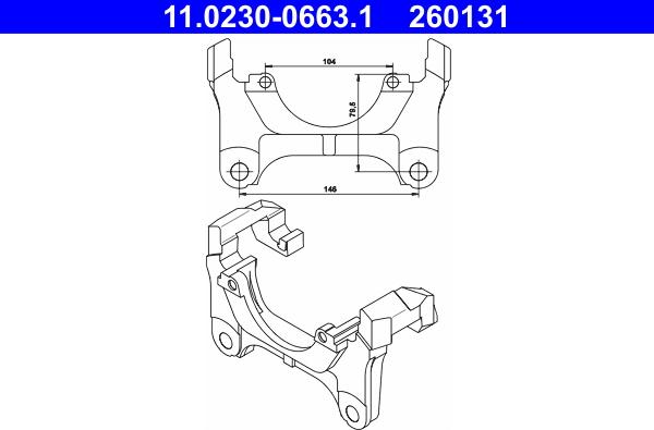 ATE 11.0230-0663.1 - Support, étrier de frein cwaw.fr