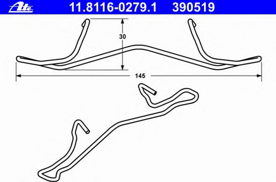 ATE 11.8116-0279.1 - Kit d'accessoires, étrier de frein cwaw.fr