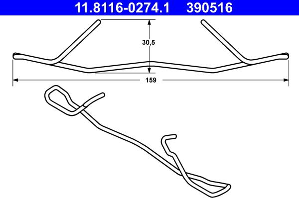 ATE 11.8116-0274.1 - Ressort, étrier de frein cwaw.fr