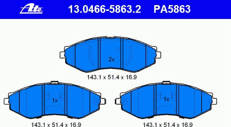 ATE 13.0466-5863.2 - Kit de plaquettes de frein, frein à disque cwaw.fr