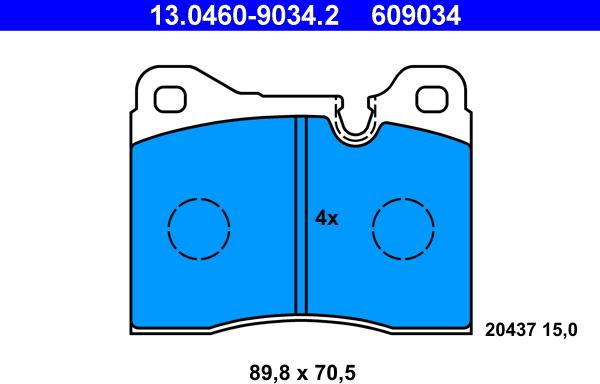 ATE 13.0460-9034.2 - Kit de plaquettes de frein, frein à disque cwaw.fr