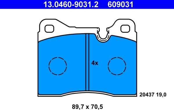 ATE 13.0460-9031.2 - Kit de plaquettes de frein, frein à disque cwaw.fr