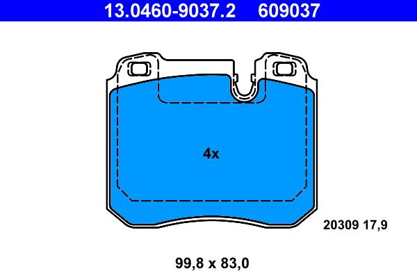 ATE 13.0460-9037.2 - Kit de plaquettes de frein, frein à disque cwaw.fr