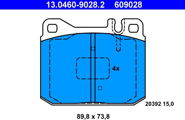 ATE 13.0460-9028.2 - Kit de plaquettes de frein, frein à disque cwaw.fr