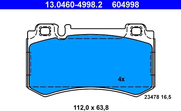 ATE 13.0460-4998.2 - Kit de plaquettes de frein, frein à disque cwaw.fr