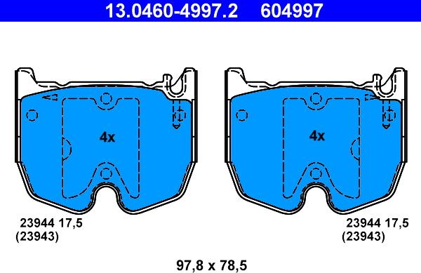 ATE 13.0460-4997.2 - Kit de plaquettes de frein, frein à disque cwaw.fr