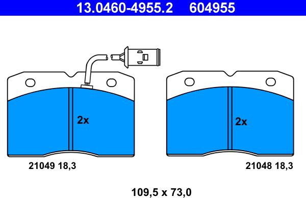 ATE 13.0460-4955.2 - Kit de plaquettes de frein, frein à disque cwaw.fr