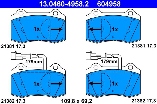 ATE 13.0460-4958.2 - Kit de plaquettes de frein, frein à disque cwaw.fr