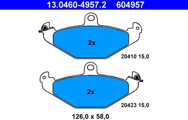 ATE 13.0460-4957.2 - Kit de plaquettes de frein, frein à disque cwaw.fr