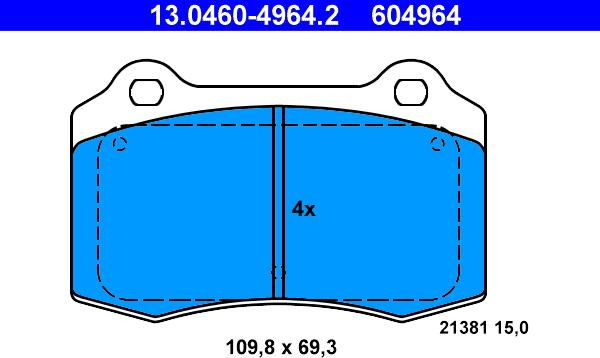 ATE 13.0460-4964.2 - Kit de plaquettes de frein, frein à disque cwaw.fr