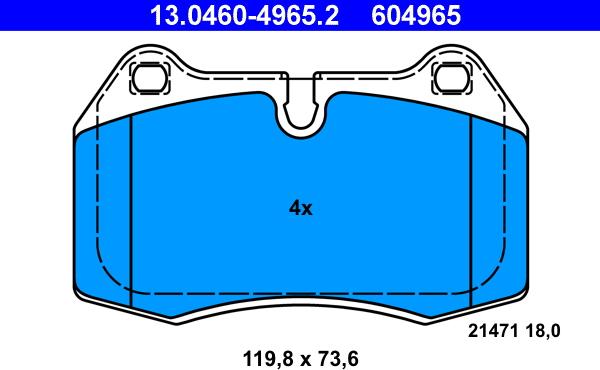 ATE 13.0460-4965.2 - Kit de plaquettes de frein, frein à disque cwaw.fr