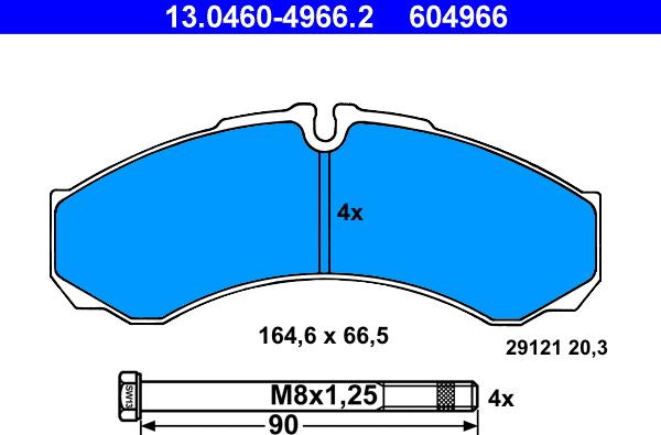 ATE 13.0460-4966.2 - Kit de plaquettes de frein, frein à disque cwaw.fr