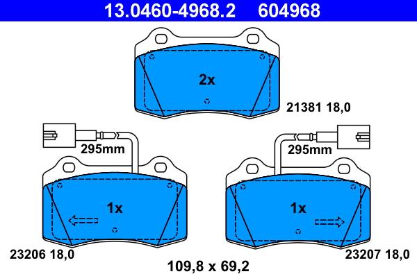 ATE 13.0460-4968.2 - Kit de plaquettes de frein, frein à disque cwaw.fr