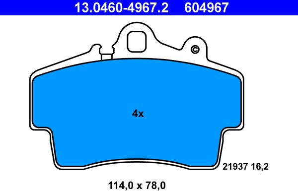 ATE 13.0460-4967.2 - Kit de plaquettes de frein, frein à disque cwaw.fr