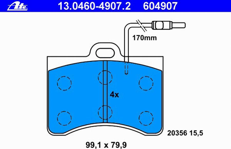 ATE 13.0460-4907.2 - Kit de plaquettes de frein, frein à disque cwaw.fr