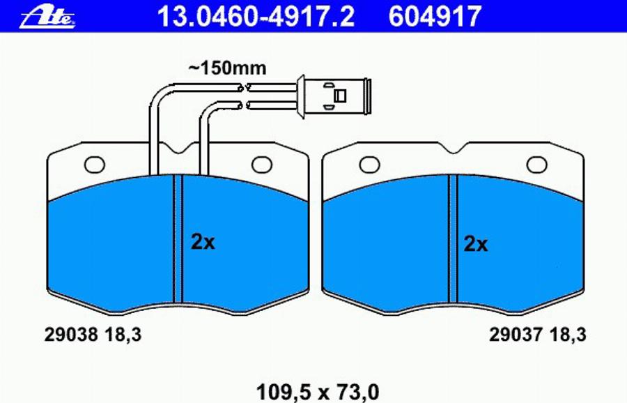 ATE 13.0460-4917.2 - Kit de plaquettes de frein, frein à disque cwaw.fr