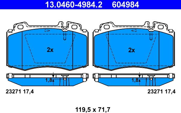 ATE 13.0460-4984.2 - Kit de plaquettes de frein, frein à disque cwaw.fr