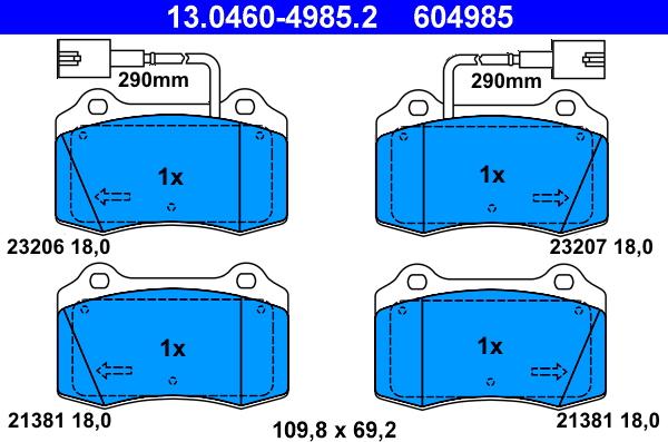 ATE 13.0460-4985.2 - Kit de plaquettes de frein, frein à disque cwaw.fr