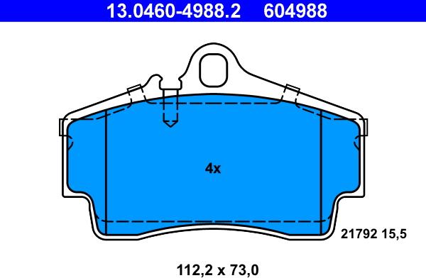 ATE 13.0460-4988.2 - Kit de plaquettes de frein, frein à disque cwaw.fr