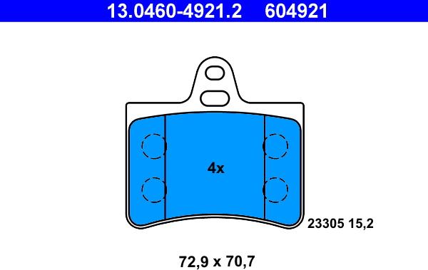 ATE 13.0460-4921.2 - Kit de plaquettes de frein, frein à disque cwaw.fr