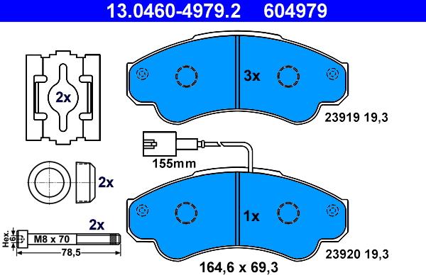 ATE 13.0460-4979.2 - Kit de plaquettes de frein, frein à disque cwaw.fr