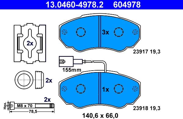 ATE 13.0460-4978.2 - Kit de plaquettes de frein, frein à disque cwaw.fr