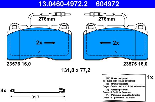 ATE 13.0460-4972.2 - Kit de plaquettes de frein, frein à disque cwaw.fr