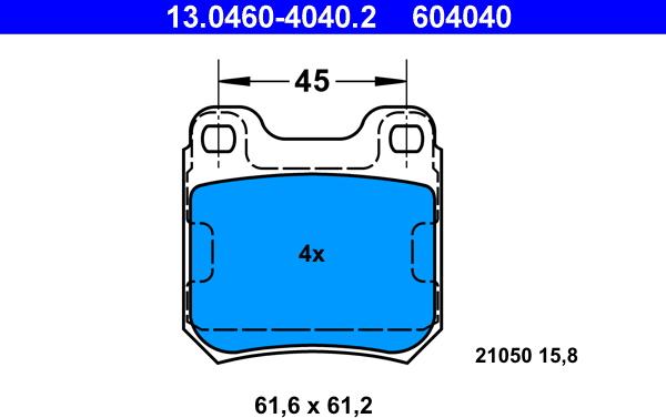 ATE 13.0460-4040.2 - Kit de plaquettes de frein, frein à disque cwaw.fr