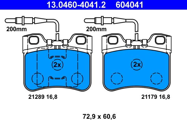 ATE 13.0460-4041.2 - Kit de plaquettes de frein, frein à disque cwaw.fr