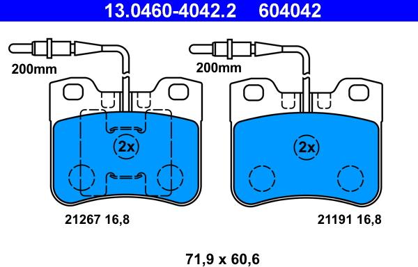 ATE 13.0460-4042.2 - Kit de plaquettes de frein, frein à disque cwaw.fr