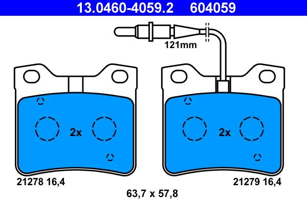 ATE 13.0460-4059.2 - Kit de plaquettes de frein, frein à disque cwaw.fr