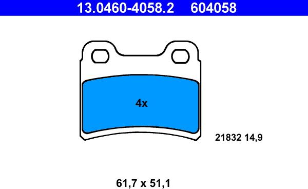 ATE 13.0460-4058.2 - Kit de plaquettes de frein, frein à disque cwaw.fr