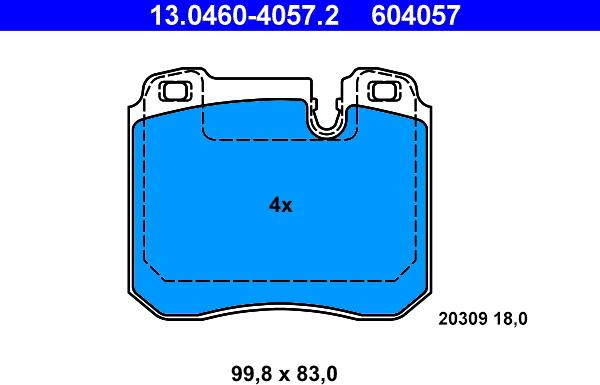 ATE 13.0460-4057.2 - Kit de plaquettes de frein, frein à disque cwaw.fr