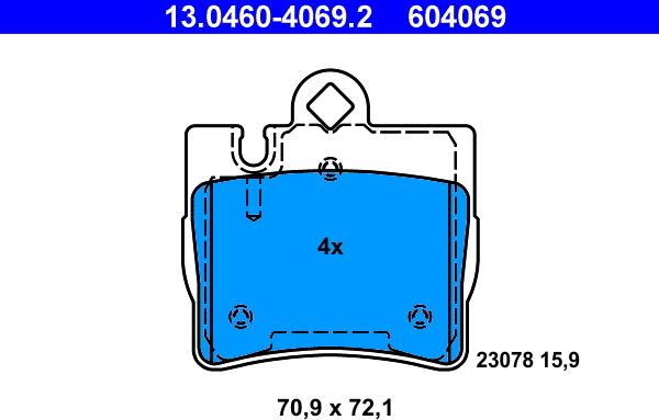 ATE 13.0460-4069.2 - Kit de plaquettes de frein, frein à disque cwaw.fr