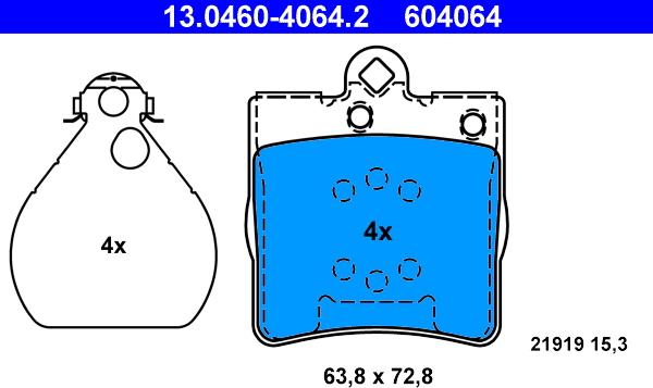 ATE 13.0460-4064.2 - Kit de plaquettes de frein, frein à disque cwaw.fr