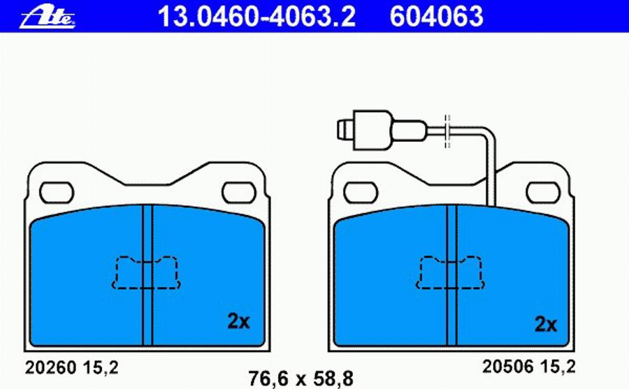 ATE 13.0460-4063.2 - Kit de plaquettes de frein, frein à disque cwaw.fr