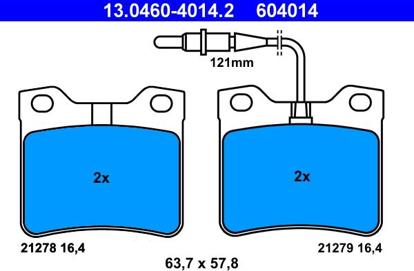 ATE 13.0460-4014.2 - Kit de plaquettes de frein, frein à disque cwaw.fr