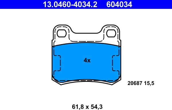 ATE 13.0460-4034.2 - Kit de plaquettes de frein, frein à disque cwaw.fr