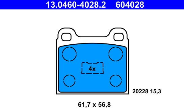 ATE 13.0460-4028.2 - Kit de plaquettes de frein, frein à disque cwaw.fr